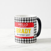 こんにちは私の名前は除千鳥格子の職年おもしろい モーフィングマグカップ (正面右)