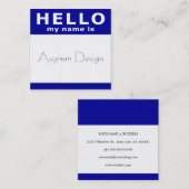 こんにちは私の名前は青い四角で スクエア名刺 (正面/裏面)