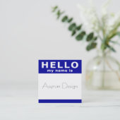 こんにちは私の名前は青い四角で スクエア名刺 (スタンド正面)