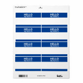 こんにちは私の名前は青と白の名前タグラベル ラベル (フルシート)