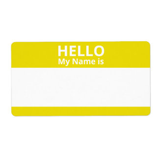 こんにちは私の名前は黄色と白の名前タグラベル ラベル