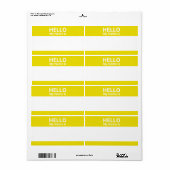 こんにちは私の名前は黄色と白の名前タグラベル ラベル (フルシート)