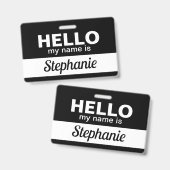 こんにちは私の名前は黒いカスタム従業員名スクリプト バッジ (正面&裏面)