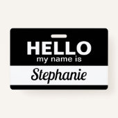 こんにちは私の名前は黒いカスタム従業員名スクリプト バッジ (裏面)