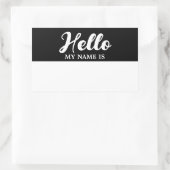 こんにちは私の名前は黒のミニマルモダンリストスクリプト 長方形シール (バッグ)