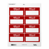 こんにちは私の名前は、名前タグラベル ラベル (フルシート)