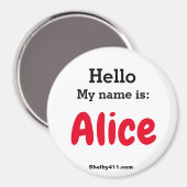 こんにちは私の名前は: Alice magnet マグネット (正面/裏面)