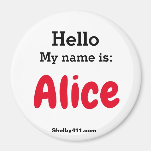 こんにちは私の名前は: Alice magnet マグネット (正面)
