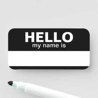 こんにちは私の名前は – Black - Employee Dry Erase 名札