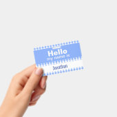 こんにちは私の名前は – gingham blueとwhite バッジ (手持ち)