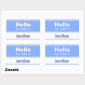 こんにちは私の名前は – gingham blueとwhite 長方形シール (シート)