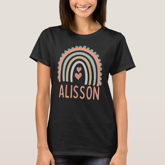 こんにちは私の名前はALISSON Rainbow Name Custom Pre Tシャツ (正面)