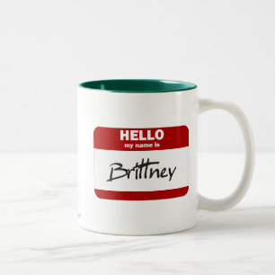 こんにちは私の名前はBrittneyはです(赤い) ツートーンマグカップ