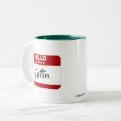 こんにちは私の名前はCaitlinはです(赤い) ツートーンマグカップ (正面左)
