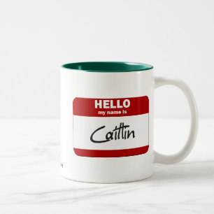 こんにちは私の名前はCaitlinはです(赤い) ツートーンマグカップ