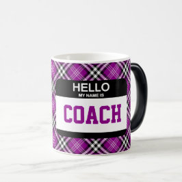 こんにちは私の名前はCOACHスポーツ名タグプレイドパープル モーフィングマグカップ