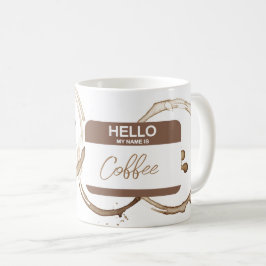 こんにちは私の名前はCOFFEE名タグモダンおもしろい コーヒーマグカップ