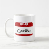 こんにちは私の名前はCourtneyはです(赤い) コーヒーマグカップ (左)