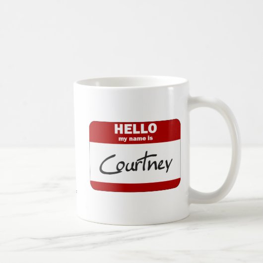 こんにちは私の名前はCourtneyはです(赤い) コーヒーマグカップ (右)