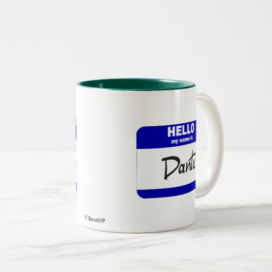 こんにちは私の名前はDanteはです(青い) ツートーンマグカップ (正面右)