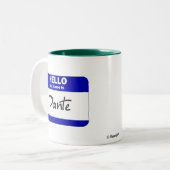 こんにちは私の名前はDanteはです(青い) ツートーンマグカップ (正面左)