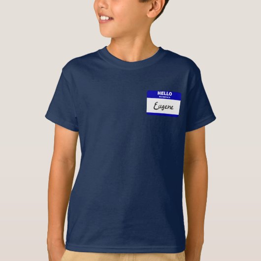 こんにちは私の名前はEugeneはです(青い) Tシャツ (正面)
