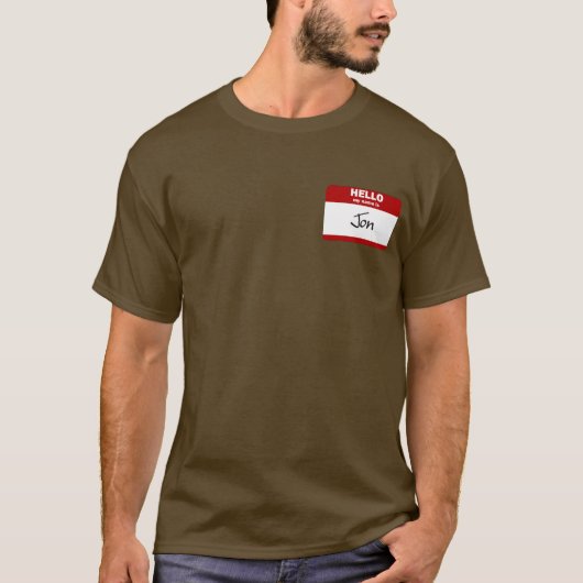 こんにちは私の名前はJonはです(赤い) Tシャツ (正面)