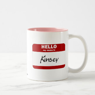 こんにちは私の名前はKinseyはです(赤い) ツートーンマグカップ
