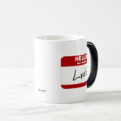 こんにちは私の名前はLydiaはです(赤い) モーフィングマグカップ (正面右)