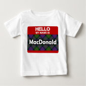 こんにちは私の名前はMacDonaldスコティッシュクランタータンチェック ベビーTシャツ (正面)