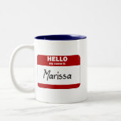こんにちは私の名前はMarissaはです(赤い) ツートーンマグカップ (左)