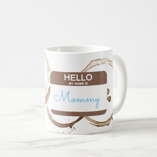 こんにちは私の名前はMOMMY Nametagコーヒーリングや輪少年 コーヒーマグカップ (正面右)