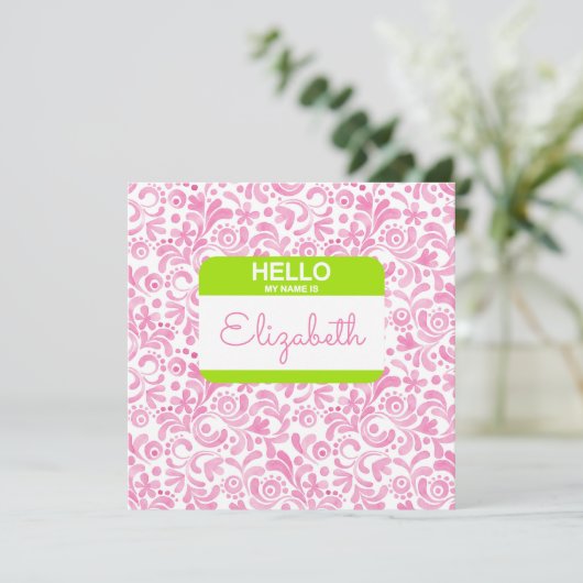 こんにちは私の名前はNametagピンクホワイトグリーン彼女 (スタンド正面)