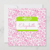 こんにちは私の名前はNametagピンクホワイトグリーン彼女 (正面)