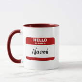 こんにちは私の名前はNaomiはです(赤い) マグカップ (左)