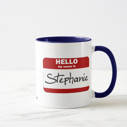 こんにちは私の名前はStephanieはです(赤い) マグカップ (右)