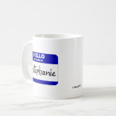 こんにちは私の名前はStephanieはです(青い) コーヒーマグカップ (正面左)