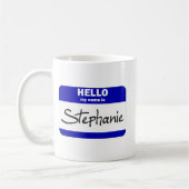 こんにちは私の名前はStephanieはです(青い) コーヒーマグカップ (左)