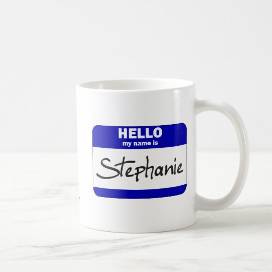 こんにちは私の名前はStephanieはです(青い) コーヒーマグカップ (右)