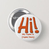 こんにちは私の名前をありますボタンが個人化して下さい 缶バッジ (正面&裏面)