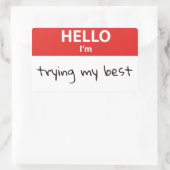 こんにちは私の名前バッジステッ最高のクを試している 長方形シール (バッグ)