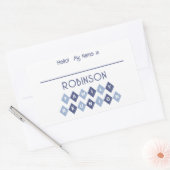 こんにちは私の名前書はIDラベル青 長方形シール (封筒)