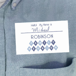 こんにちは私の名前書はIDラベル青 長方形シール