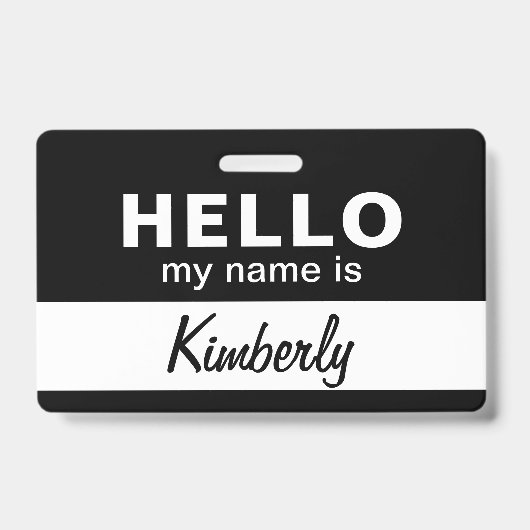 こんにちは私の名前 – カスタム従業員の名前 バッジ (正面)