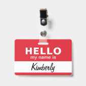 こんにちは私の名前 – カスタム従業員の名前 バッジ (正面 （クリップ付）)