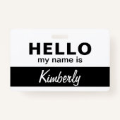 こんにちは私の名前 – カスタム従業員の名前 バッジ (裏面)