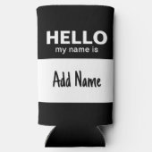 こんにちは私の名前 – クラシック追加文字白黒 スリム缶クーラー (裏面)