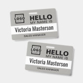 こんにちは私の名前 – ビジネスカスタム従業員名 バッジ (正面&裏面)