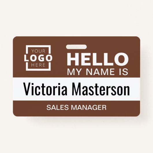 こんにちは私の名前 – ビジネスカスタム従業員名 バッジ (正面)