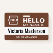 こんにちは私の名前 – ビジネスカスタム従業員名 バッジ (裏面)